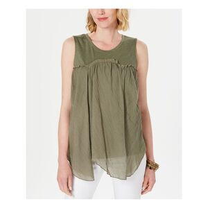 STYLE & COMPANY Womens Green Handkerchief-hem Sleeveless Handkerchief Top XL